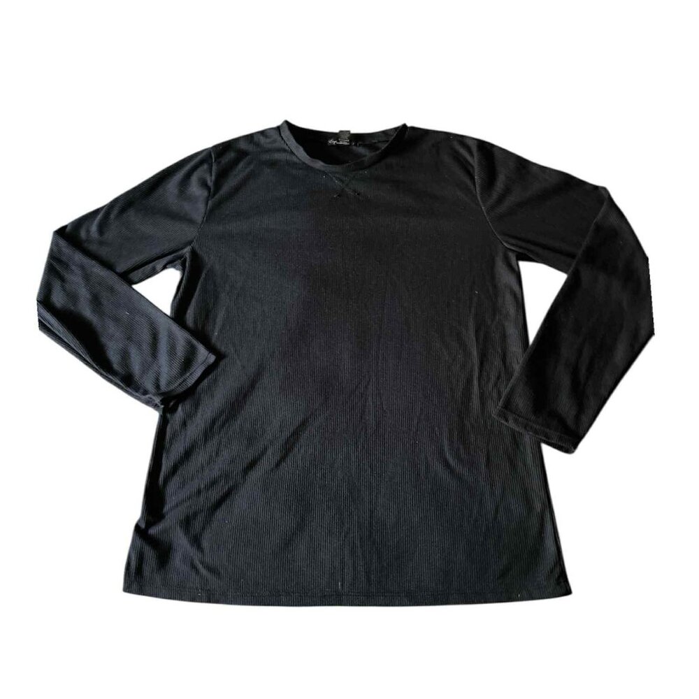 English Laundry Shirt Mens XL Black Long Sleeve Thermal Waffle Knit Pullover Top